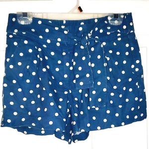 Vintage look J. Crew blue white polka dot shorts 0 Elastic waist